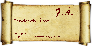 Fendrich Ákos névjegykártya